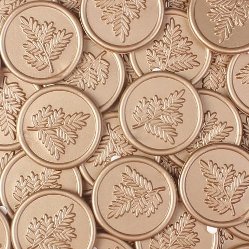 JAGERGREEN 24 Pièces Autocollants de Sceau de Cire pour Mariage, Autocollants Auto-Adhésifs Dorés avec Motif de Branche d'Olive pour Cachetage d'Enveloppes, Emballage de Cadeaux, Noël