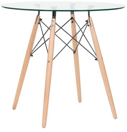 MAESTRO FERRETERO MF - Mesa de Comedor de Diseño Modelo Tower (TO) - Fabricada en Madera, Tapa de Cristal Templado 100 cms de diámetro -