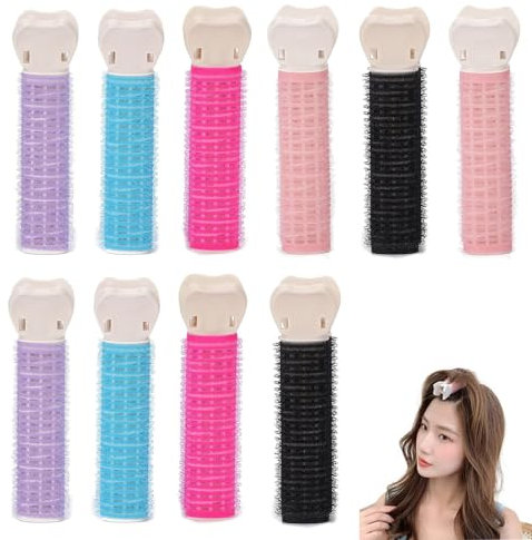 winmiya 10Pcs Velcro Hair Clips Volumizing Hair Root Rollers with Clips Natural Fluffy Rollers for Women Portable Self Grip Volume