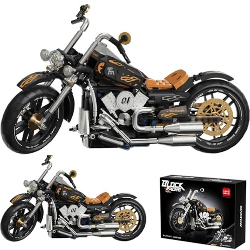 JUCYJULY Technik Motorrad Bausteine für Hanley Car, 445 Klemmbausteine Technik Rennen Motorrad Bausatz, MOC Supermotorrad Modellbausatz Superbike Spielzeug Geschenk