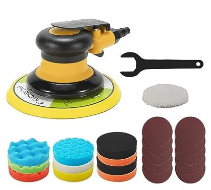 Pulidora neumática de lijadora de aire, herramienta de cuidado de pintura de coche de 6 ''150mm, pulidora de Palma Orbital aleatoria, amoladora de trabajo de madera ,Versatilidad(A9 Sander Set)