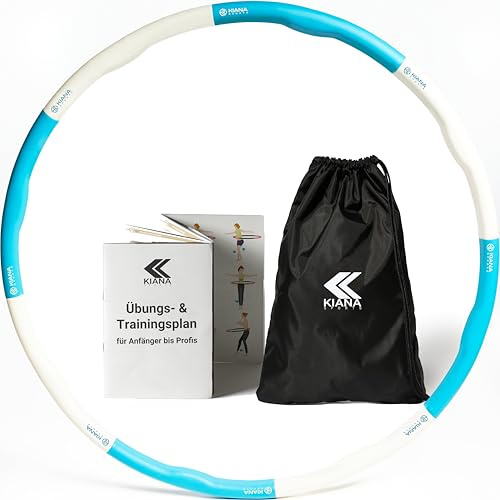 KIANA SPORTS Hula Hoop Reifen Erwachsene - Gymnastikreifen [1,2 kg] | 100 cm Durchmesser, Hoola Hoop aus Deutscher Entwicklung, Fitnessreifen im Wellendesign, inkl. Übungsplan und Tasche