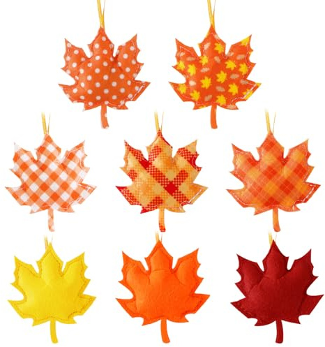 8 stück Filz Ahornblätter zum Aufhängen Herbstdeko Anhänger Herbst Blätter Deko Ornamente Filzanhänger für Erntedankfest Party Baum Kaminsims Wand