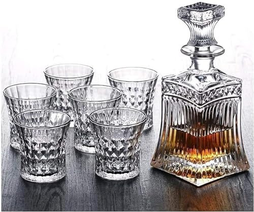 Élégant ensemble de carafe à whisky en cristal avec verres, design gravé, parfait pour offrir et utiliser un bar à la maison