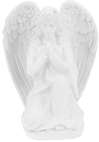 BESTYASH Praying Angel Ornament 5.51 Inch Resin Desktop Decor for Home Office Religious Figurine Lightweight Compact Design