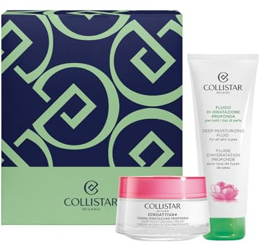 Collistar Kit de soin du visage pour femme - Crème hydratante en profondeur 50 ml + fluide hydratant en profondeur 100 ml - Coffret cadeau hydratant et protecteur - Formule végétalienne