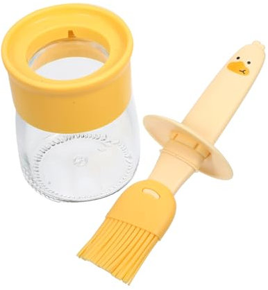 OUNONA Dispensador de Aceite con Cepillo de Silicona y Botella de Vidrio para Cocina, Pincel para Barbacoa y Repostería, Control de Aceite y Funcionalidad en Uno