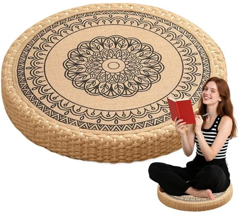 SVCEQZE Cojín para Meditación | Cojín de Yoga Tejido a Mano con Espuma - Colchoneta Transpirable y Cómoda para Meditación en Exteriores o Chimenea