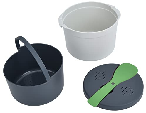 ZJchao Onchadora de Arroz de Microondas, Vaporizador de Microondas con 2L de Alimento Material PP Material de Arroz Filón de la Tapa del (GREEN)