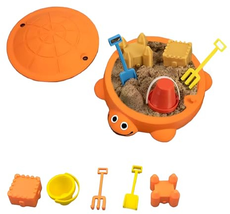 Mini Turtle Sandbox for Desk, Desktop Sandbox Turtle with Soft Sand & Small Tools, Desktop Zen Garden Kit with Lid, Desk Decor Accessories for Home Office, Stress Relief Sensory Toy