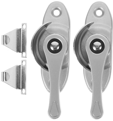 Mikikit Cerraduras de Ventanas Corredizas 2 Piezas, Pestillos de Gancho Ajustables de Metal Plateado, Cerraduras de Seguridad para Marcos de Ventanas Corredizas Horizontales, Protección
