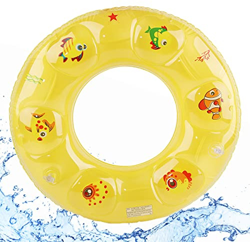 Schwimmring Kinder 3-6 Jahre, Dwafill Schwimmreifen Kinder 2 Jahre, Aufblasbares Schwimmtier, Sommer, für Pools, Strände, Poolparty (Gelb, 60)