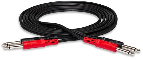 Hosa CPP-202 Dual 1/4 Inch TS to Dual 1/4 Inch TS Stereo Interconnect Cable, 6.6 Feet