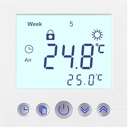 Digitales Unterputz Thermostat weiß mit 8cm Displaydiagonale - Wochenprogrammierung - Kindersicherung - für elektrische oder wassergeführte Fußbodenheizung