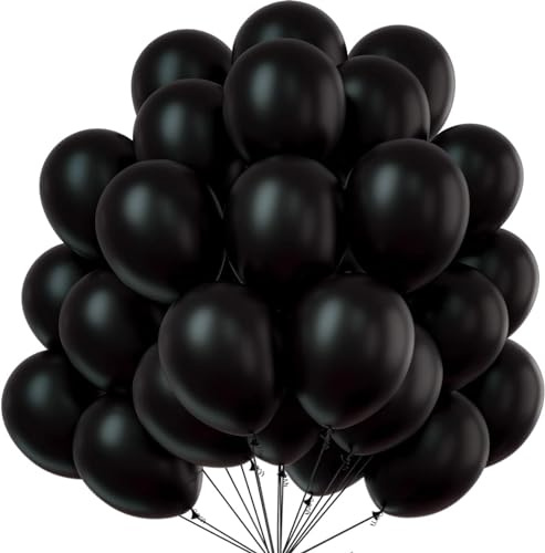 TK Gruppe Timo Klingler 50 x ballonger Ø 35 cm – helium lämplig för födelsedag & bröllop & fest deco-dekoration för fyllning med gasballong (svart) svart