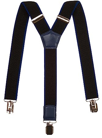 Olata Tirantes Niños. Tirantes Ajustables. Tirantes en Forma de Y - 3 cm (5-12 Años). Negro/Azul Real