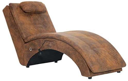 vidaXL Massage Chaiselongue mit Kissen Braun Wildleder-Optik