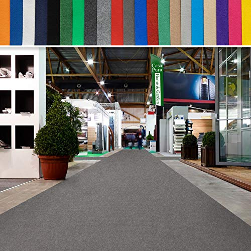 casa pura Messeteppich bis 40 m Länge - Nadelfilz Meterware als Hochzeitsteppich Rollteppich Eventteppich VIP Teppich - Auslegware für Privat & Gewerbe (grau, 100x1000 cm)