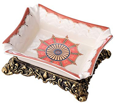 Cenicero de mesa de lujo de cerámica a la moda de cigarrillo de cigarrillo de la comodidad de tabaco fijo blanco
