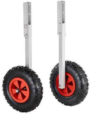 VEVOR Boat Launching Wheels, 600 lbs Load Capacity, 12 Aluminium Alloy Transom Wheel with Inflatable Rubber Tires, Folding Launch Wheels with 4 Quick Release Pin, Fit 13' Long Inflatable Fishing Boat