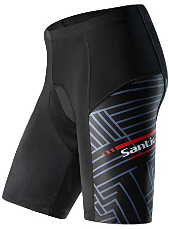 Santic Short de Cyclisme rembourré Pantalon de vélo pour Hommes Noir XL
