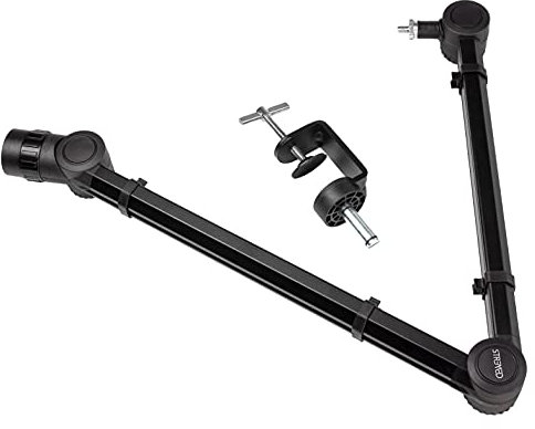 RockJam Premium Tube-Style Microphone Stand Boom Arm With Internal Springs, Desktop Clamp and Built-in Cable Management For Recording, Gaming, Streaming, Podcasting - Black