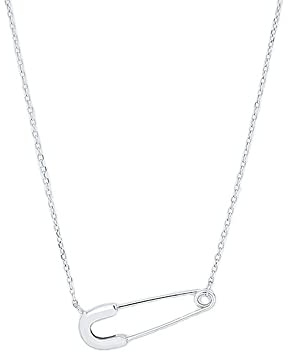Safety Pin 925 Sterling Silver Choker Necklace for Women Girls Dainty Pendant 14K Gold Personalized Meaningful Jewelry Birthday Fashion Gifts for Girlfriend Mom Adjustable Chain 40+5 cm (Silver)