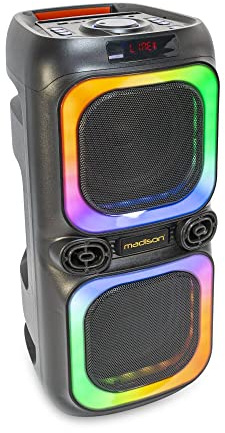 MADISON MAD-NASH60 Akku aktiv Lautsprecher Box 600W LED bluetooth USB Micro-SD und Mikrofone akkubetriebene Party Box