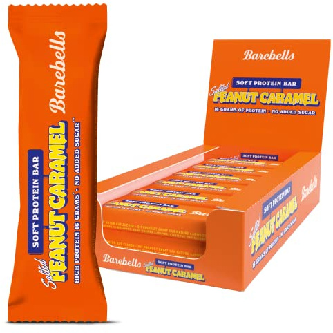 Barebells Soft Protein Riegel – 16g High Protein Bar, Zuckerarm, Eiweißriegel, Ohne Palmöl – Salted Peanut Caramel, 12 x 55gr