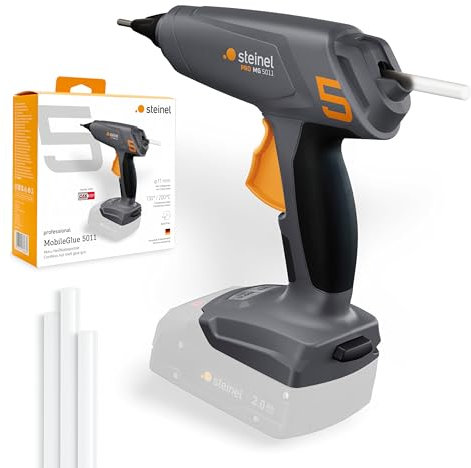 Pistola per colla a caldo Steinel MobileGlue 5011, sistema di batterie CAS da 18 V, incl. 3 stick di colla da 11 mm, 130°C/200°C