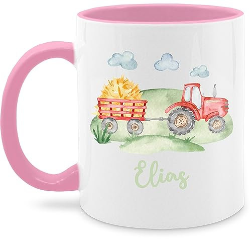 Tasse Tassen 325ml - Traktor Trecker Bauer Schlepper Landwirtschaft Bulldog - 325 ml - Rosa - personalisierte geschenkideen für landwirte traktoren und name kaffeetasse kindertasse keramik