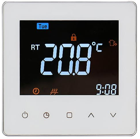 Wengart Termostato Digital WG538,AC230V 3A Control termostático Interior,Programación semanal,Pantalla Colorida para Sistemas de calefacción por Suelo Radiante y Agua Caliente