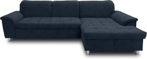 DOMO. collection Ecksofa Franzi, Schlafsofa, Longchair rechts mit Bett- & Rückenfunktion, Sofa, Eckcouch, Polsterecke, Couch in L-Form, 279 x 170 x 81 cm (BxTxH), dunkelblau | Longchair rechts mit Bett- & Rückenfunktion, Schlafsofa in L-Form, Steppung, vielseitige Eckcouch, 279 x 170 x 81 cm (BxTxH)