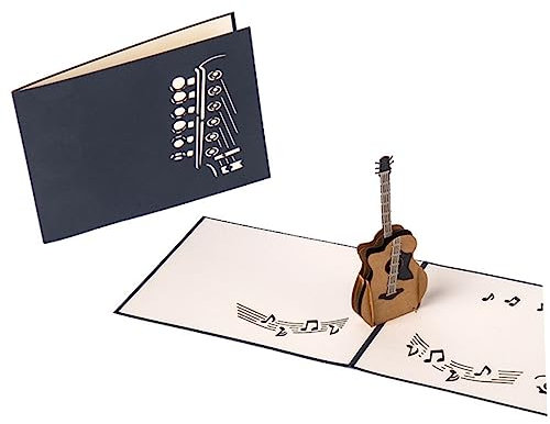 Amosfun Vintage Gitarre Up-karte Grußkarte Danke Geschenk Für Lehrer Geburtstagskarten Up-grußkarten Papierhandwerk Umweltfreundlich Personalisiert
