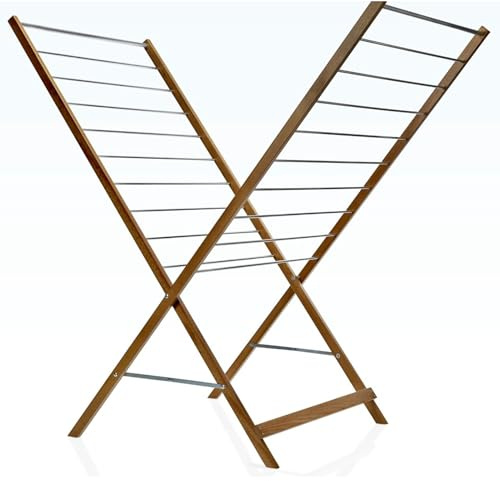 Kitchen Move Séchoir à Linge étendoir Design en X en Bois Massif Pliable 10M Xenia
