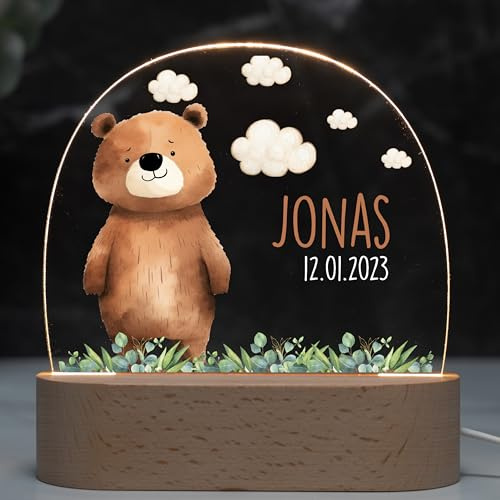 Kidsmood – Personalisierte Nachtlampe für Kinder – Einzigartiges Geschenk zur Geburt, Geburtstag & Taufgeschenke für Mädchen & Jungen - LED Nachtlicht für Baby mit Namen & Datum
