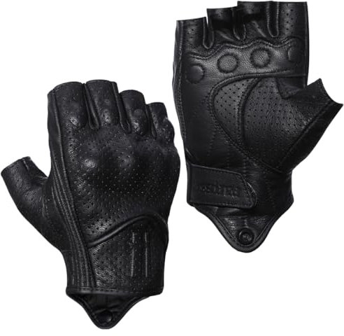 Harssidanzar Gants de Moto pour Homme Gants de Conduite en Cuir perforé CM044EU, Noir, Taille XS