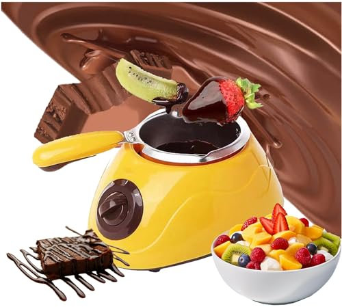 PLABNK Home Chocolate Melting Pot, with DIY Mould Set, Without Water/Easy to Use, Knob Desigen/Easy to Operate, Baking Tool for Candy Butter, Fun Party,Yellow