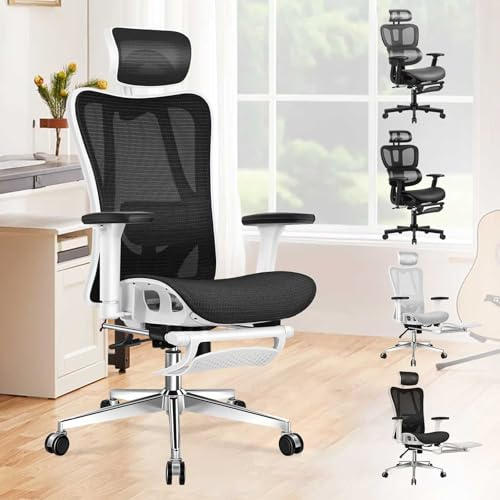 ALFORDSON Bürostuhl, Ergonomischer Schreibtischstuhl, Computerstuhl, Netzstuhl, Drehstuhl hat Verstellbarer Lordosenstütze, Kopfstütze und Armlehne Höhenverstellung, bis 180 kg belastbar