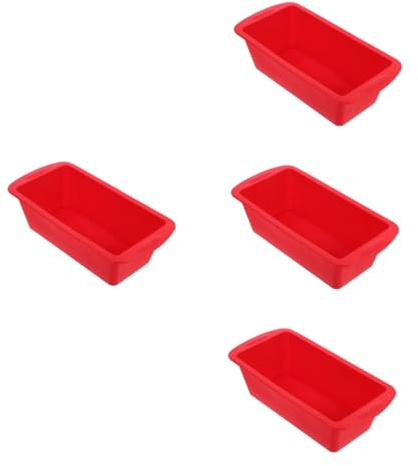 PRETYZOOM 4 Piezas Molde de torta pan integral molde tabuleiro forno de pan rectangular para bizcochos de cocina suministro de cocina silicona gel de sílice rojo