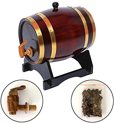 Dispensador de barril de whisky de roble de 5 litros para licores y licores, decoración de mesa y almacenamiento, acabado chocolate