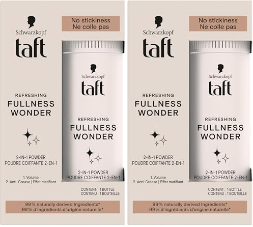Schwarzkopf - Taft - Poudre Coiffante Cheveux - 2-En-1 - Volume - Longue Durée - Effet Matifiant - Effet Décoiffé - Ne colle pas - 99% d'ingrédients d'origine naturelle - Contenant de 10 g (Lot de 2)