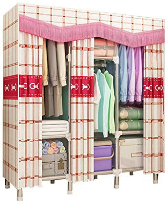 VDLLQYN, Faltschränke Kleiderschrank/Stoffgarderobe, Garderobenschrank, Campingschrank, Faltschrank, Stoffgarderobe mit Kleiderstange, DIY-Interieur, 128 cm * 45 cm * 172 cm,Tragbare Garderobe