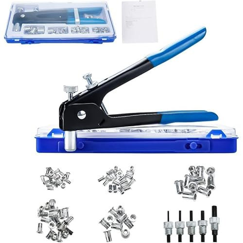PRIMEGA 86Pcs Pistolet à Riveter M3 M4 M5 M6 M8 Fileté Écrou Rivet Outil de Pince à Riveter Insert Fileté Kit