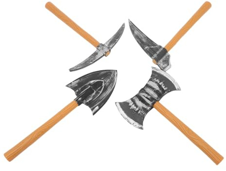 FRCOLOR 4pcs Dwarf Costume Prop Set Realistic Pickaxe Shovel Axe Scythe Halloween Stage Performance Themed Parties Lightweight Childsafe Design Multi