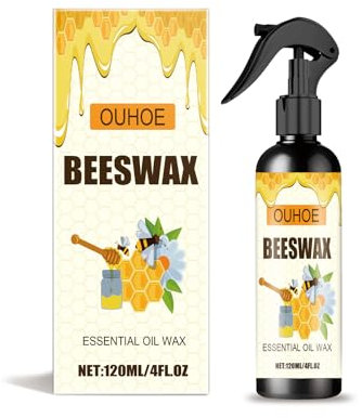 OUHOE Beeswax Essential Oil Wood Polish Spray, 120ml, with Sponge and Cleaning Cloth, for Furniture and Floor Care