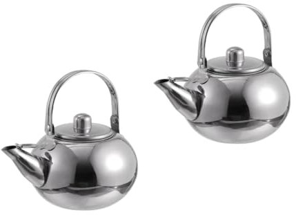 Cabilock 2 Pièces Bouilloire ébullition petit théières Timbale caffetieres kettle Théière portable en acier boulloire théière en inox pot à eau pour réchaud Acier inoxydable Silver
