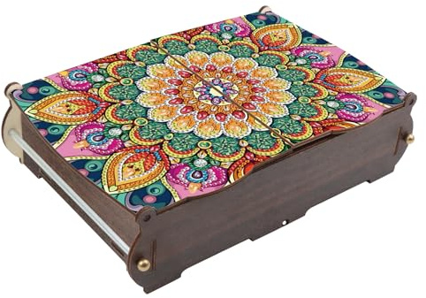 DCIDBEI Painting by Numbers Storage Box 24 x 15 cm Sorting Box Diamond Painting Table Ornaments Decoration Desk Storage Box for Makeup Office Craft Hardware Mandala Green