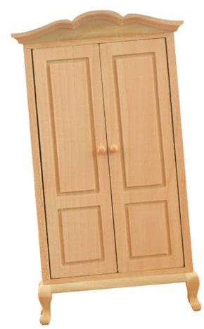 YARNOW Miniatur Holz Kleiderschrank Für Puppenhaus Maßstab Hochwertige Holz-Optik Robust Und Langlebig Als Geschenk Für Miniaturfans