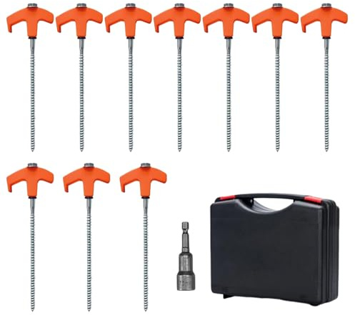 Robuste Zeltheringe – Heringe mit leuchtendem Kopf – 10 Stück Spitzen für Überdachung mit Schrauben für Campingnägel, Zubehör für Garten, Wiese, Landschaft, Sand, Hof, , Weg, Terrasse